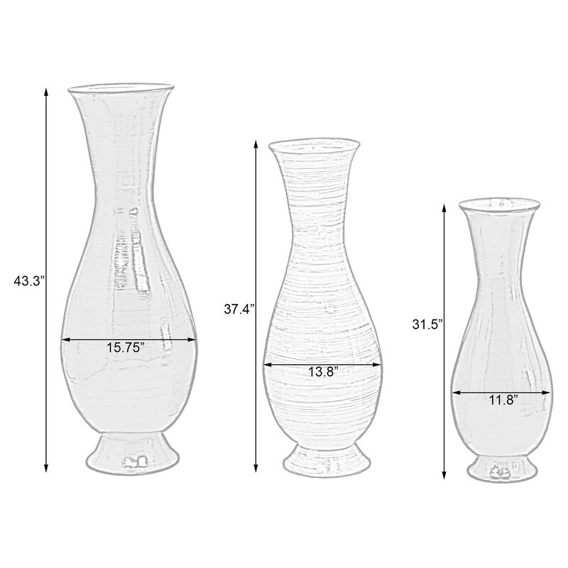 Tall Modern Decorative Floor Vase: Handmade, Natural Bamboo Finish, Contemporary Home Décor, Handcrafted Bamboo, Elegant Interior Design, Bamboo Craftsmanship, Statement Piece for Modern Spaces, Set of 3