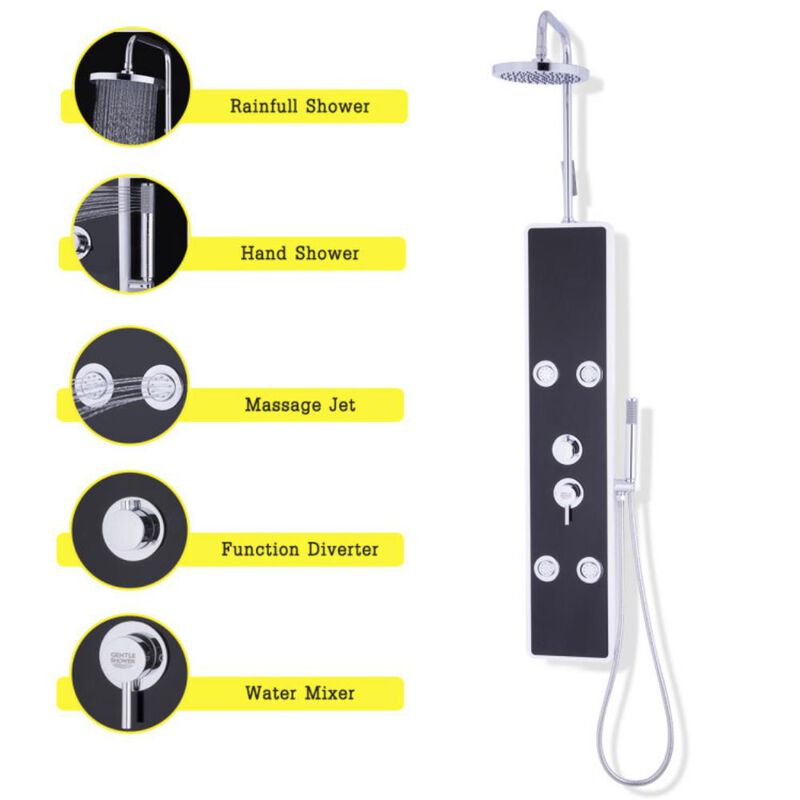 Bathroom ABS Shower Panel with Massage Jets and Hand Shower for Relaxing Shower Experience