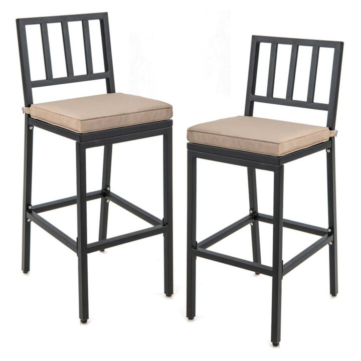 Hivvago Patio Bar Chairs with Detachable Cushion and Footrest