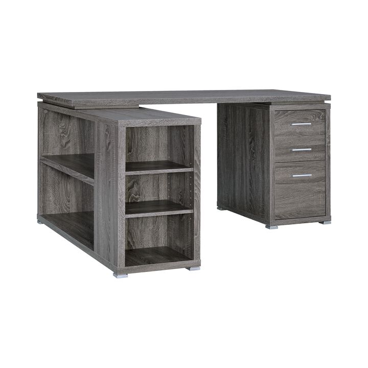 Modern Style Wooden Office Desk, Gray-Benzara