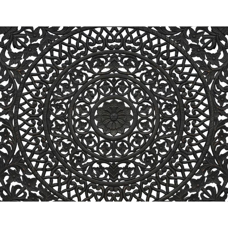 Taran Designs Auden Floral Carved Solid Wood King Panel Bed