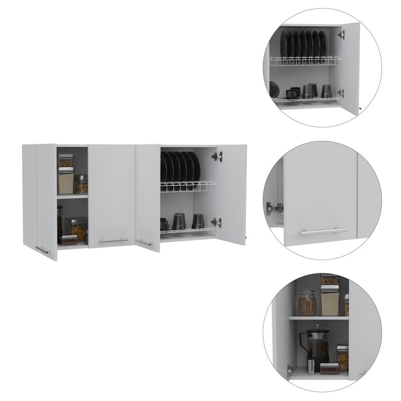 Stockton Rectangle Four Swing Doors Wall Cabinet White