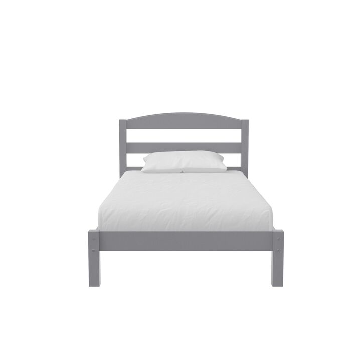 DHP Buster Twin Bed with Wood Headboard, Gray