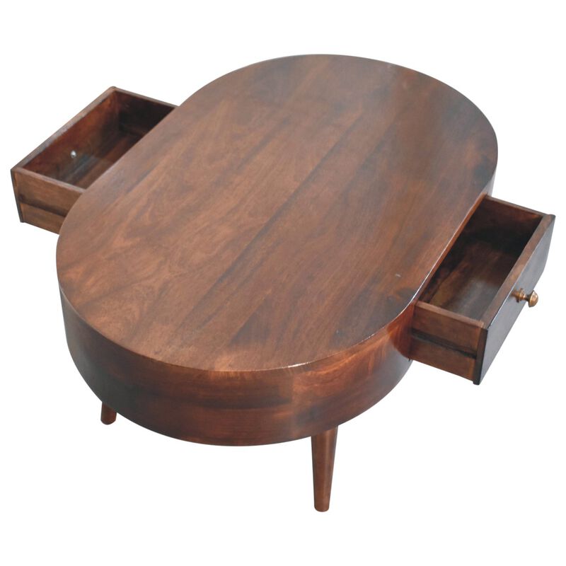 Artisan Furniture Solid Wood California Walnut Rounded Coffee Table
