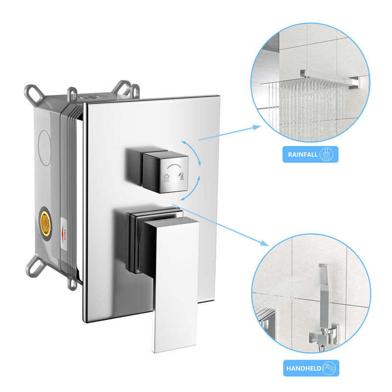10" Rain Shower Head Systems, Chrome, Wall Mounted Shower