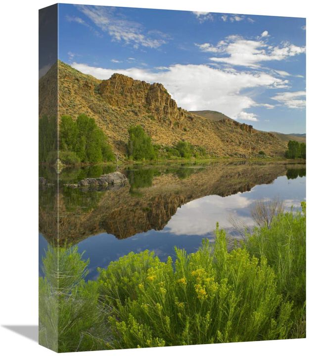 Cliffs reflected in lake, Curecanti National Recreation Area, Colorado-Canvas Art-12x16