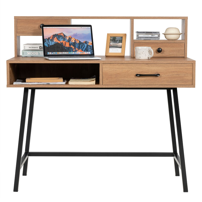 42-Inch Vanity Desk with Tabletop Shelf and 2 Drawers