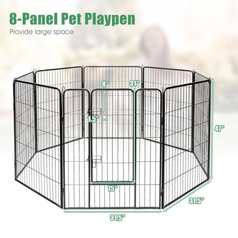 Hivvago 8 Metal Panel Heavy Duty Pet Playpen Dog Fence with Door
