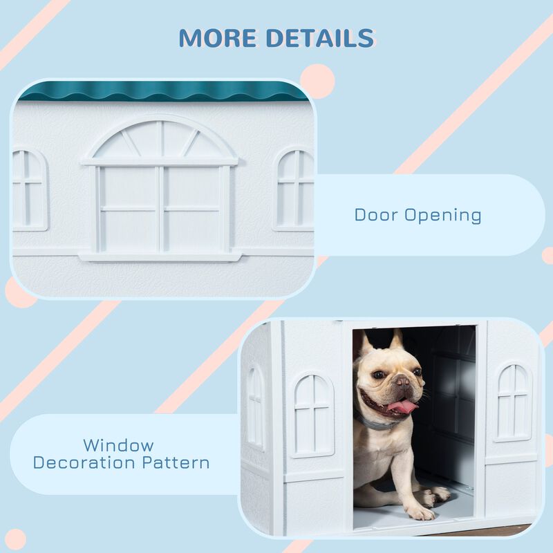 Blue Pet Shelter: Plastic Outdoor Dog House for Small/Medium Dogs