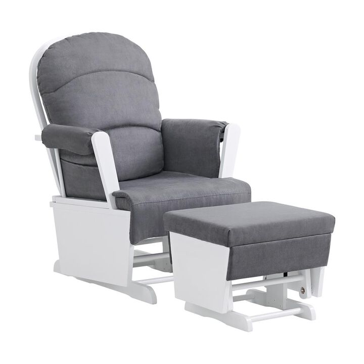 Oxford Baby Soho Baby Essential Wooden Glider White Finish/ Dark Grey Fabric