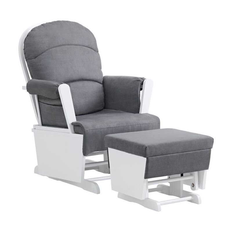 Oxford Baby Soho Baby Essential Wooden Glider White Finish/ Dark Grey Fabric