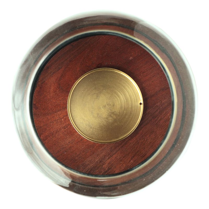 Decorative 12 Inch Candle Holder Hurrican with Rounded Glass Cover -Benzara