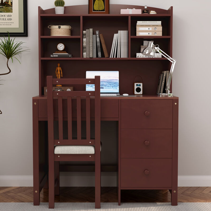 Merax Home Executive Desk and Upholstered Chair Set