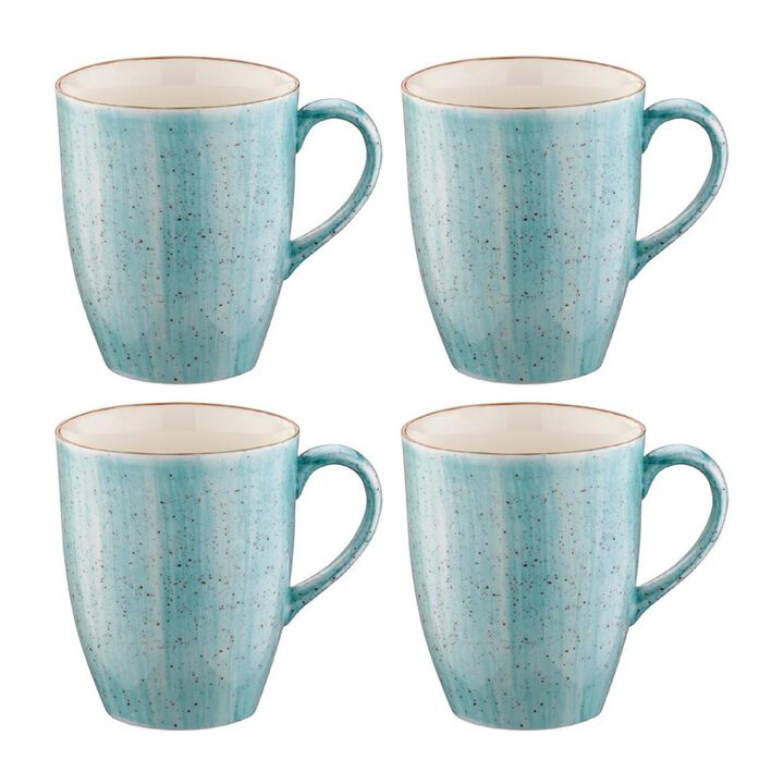 Aqua dia.3.25" h:4.25" 11 oz. Round Blue Porcelain Mug (Set of 4)