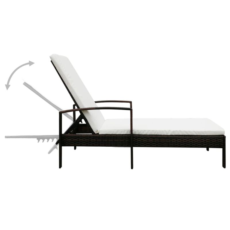 vidaXL Sun Lounger with Cushion Poly Rattan Brown