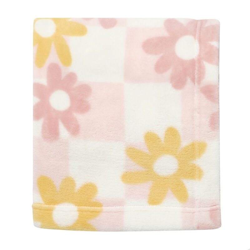 Lambs & Ivy Daisy Dreams Soft & Cozy Luxury Fleece Checkered Baby Blanket