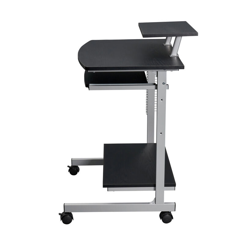 Compact Computer Cart With Storage, Espresso