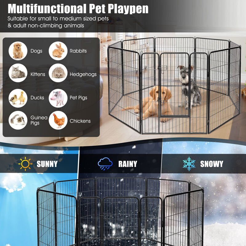 8-Panel Heavy Duty Pet Playpen Dog Fence with Door for Outdoor and Indoor Use
