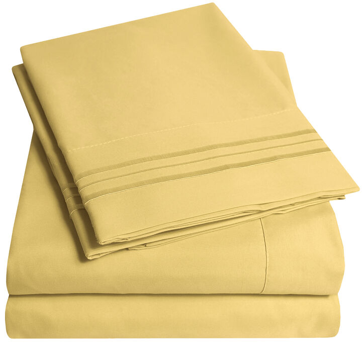 5 Piece Sheet Set, Ultra Soft 1800 Series Collection - Split King, Royal Blue