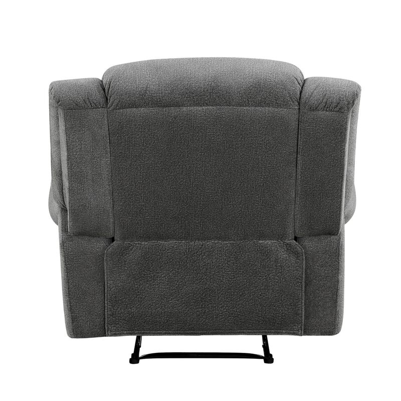 Ben 38 Inch Manual Recliner Chair, Gray Microfiber, Plush Foam, Solid Wood - Benzara