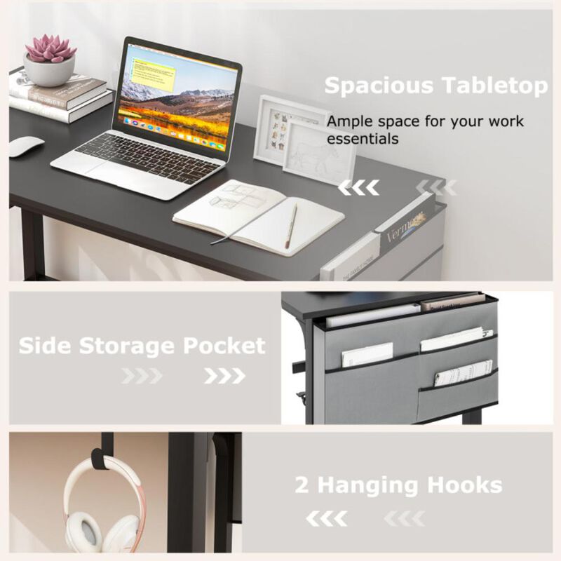 Hivvago 48 Inch Mobile Computer Workstation with 4 Smooth Casters