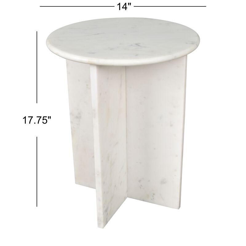 Javier 17.75" Contemporary Natural Marble Handmade X-Shaped End Table
