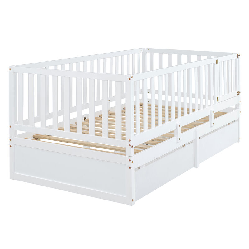 Merax Wood Daybed with Fence Guardrails