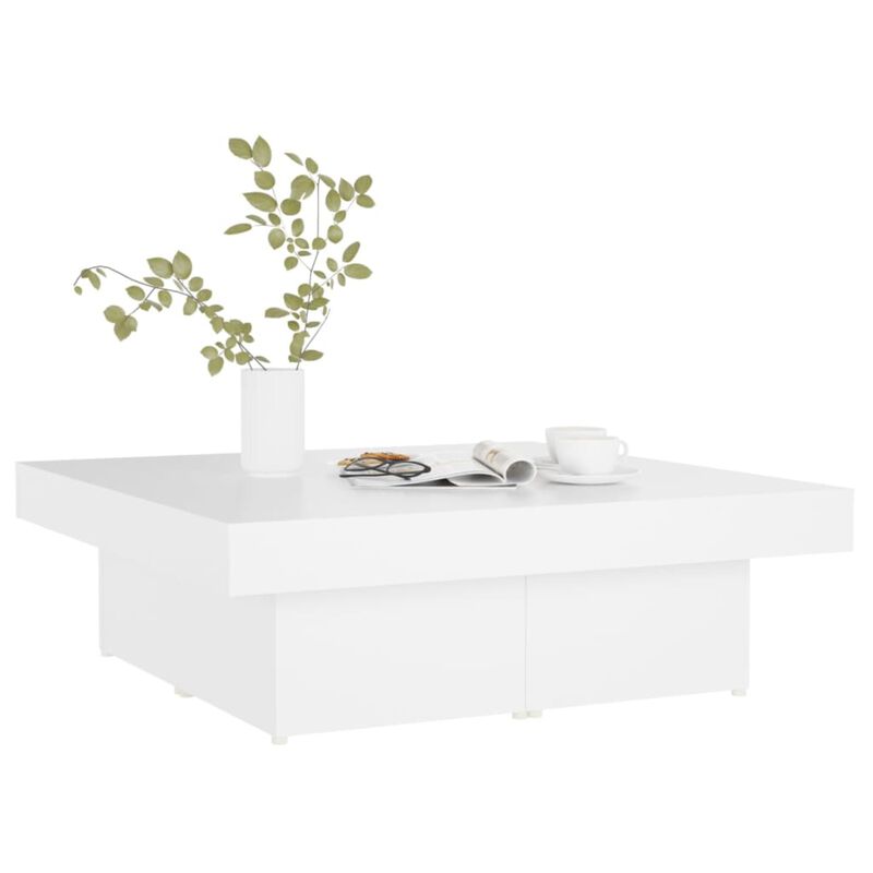vidaXL Coffee Table White 35.4"x35.4"x11" Chipboard