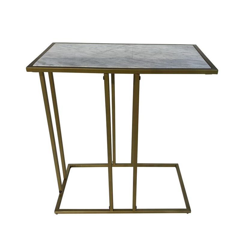 Carolina Living Serena End Table - White Marble - Industrial