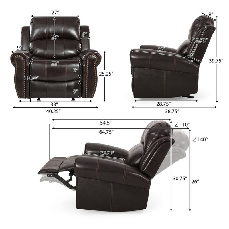 Merax Faux Leather Manual Glider Standard Recliner