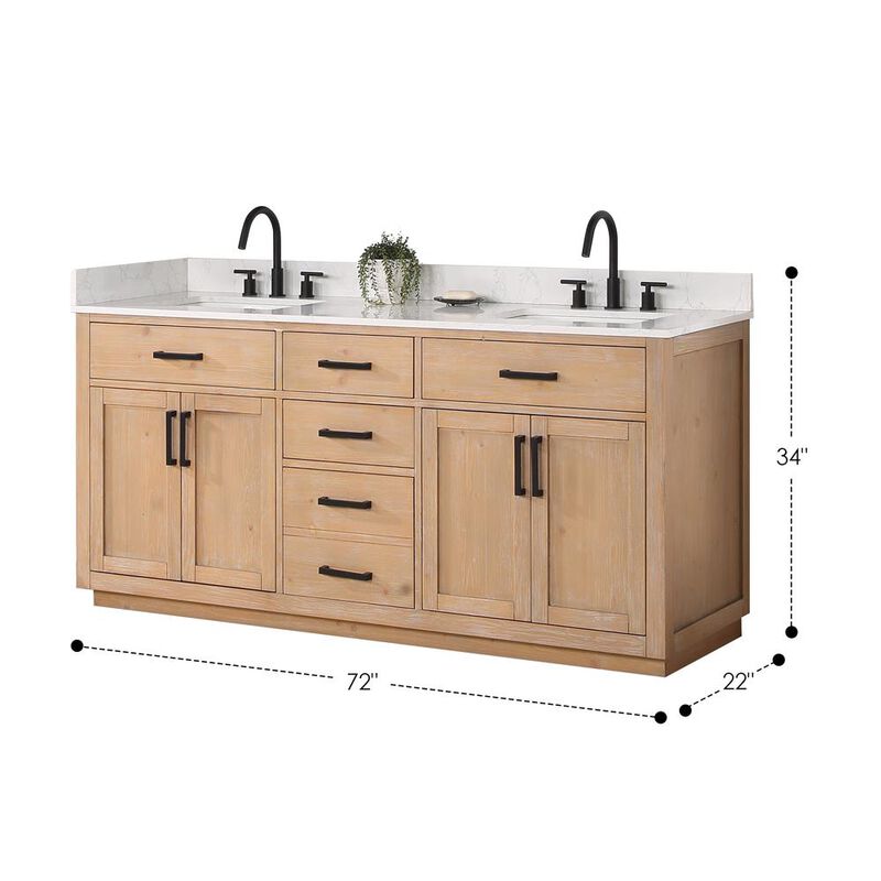 Altair 72 Double Bathroom Vanity in Light Brown without Mirror