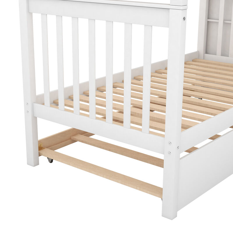 Merax Solid Bunk Bed with Trundle and Storage