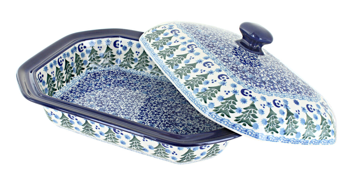 Blue Rose Polish Pottery Maria Medium Covered Baker