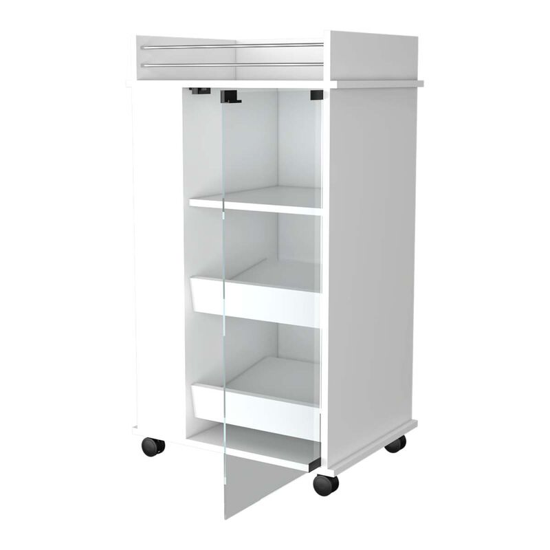 Willow Park Glass Door Bar Cart With Bottle Holder And Casters