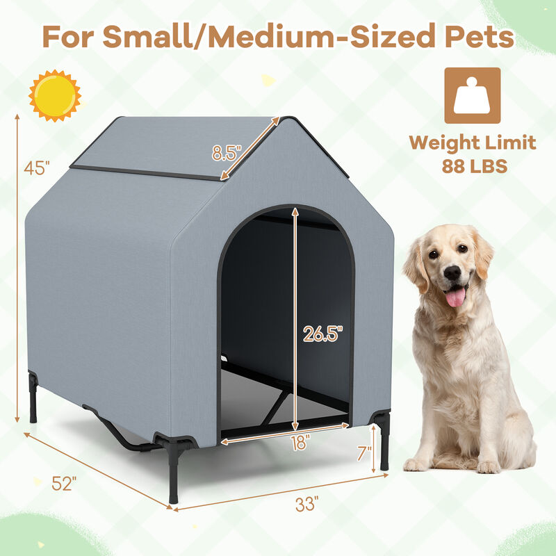 Outdoor Elevated Pet House with Ventilated Windows for Better Airflow
