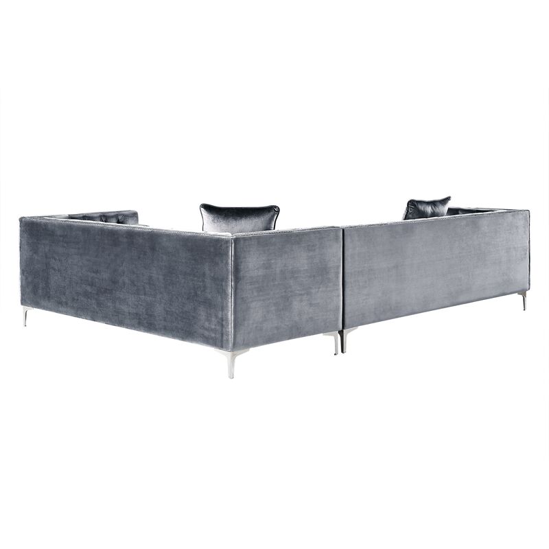 Inspired Home Clarinda Velvet Left Facing Corner Sectional Sofa