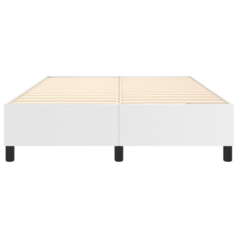 vidaXL Queen Box Spring Bed Frame - Comfortable Rest in Luxurious White Faux Leather - Durable Plywood & Engineered Wood Construction