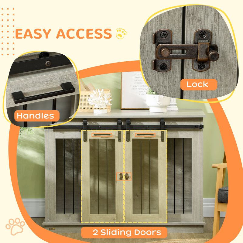 Gray Multifunctional Pet Furniture: Large Dog Crate End Table