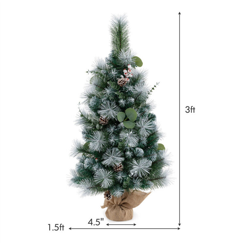 Pre-Lit Artificial Mini Christmas Tree Festive Tabletop Holiday Decoration