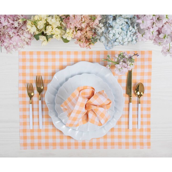 Solino Home 100% Pure Linen 14 x 19 Inch Placemats Set of 4 | Gingham Check