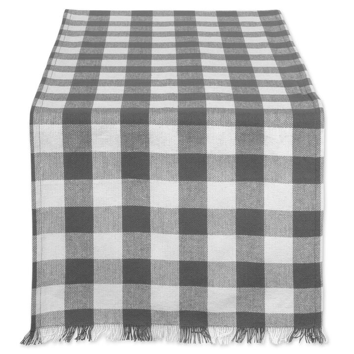 14" x 72" Gray and White Checkered Pattern Rectangular Table Runner
