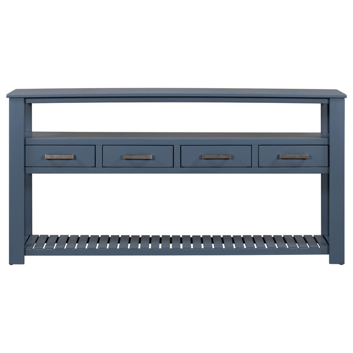 Modern Console Table Sofa Table for Living Room with 4 Drawers and 2 Shelves