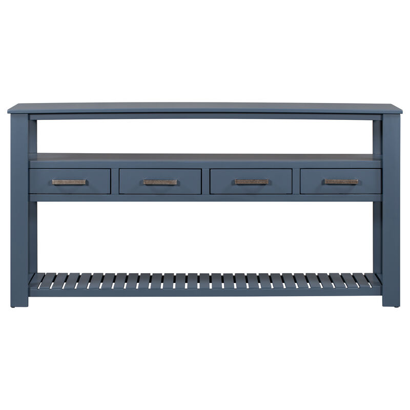 Modern Console Table Sofa Table for Living Room with 4 Drawers and 2 Shelves