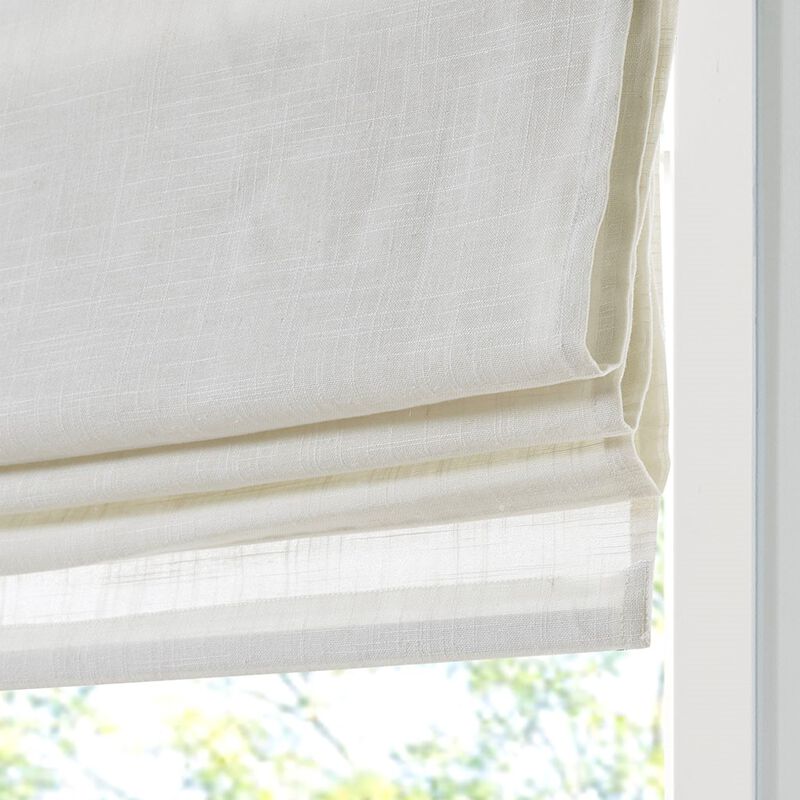 Gracie Mills Eulalie Cordless Lightweight Linen Blend Roman Shade - 27x64"