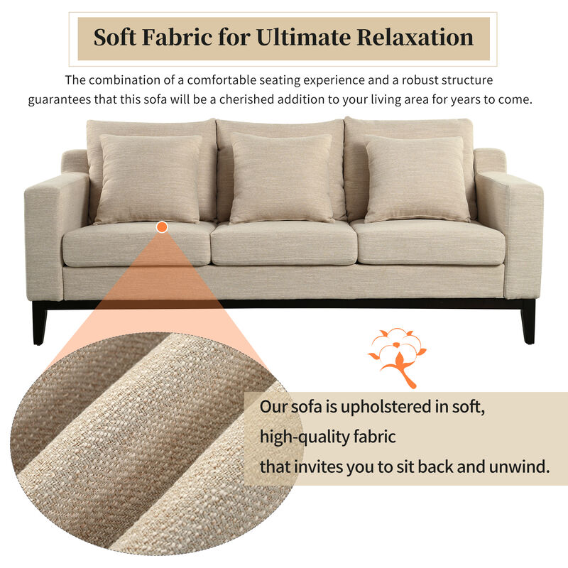 Merax Comfy 3-seat Sofa with Wooden Legs