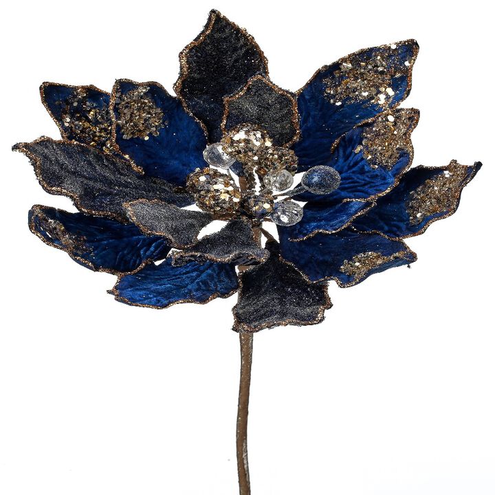 18" Tall by 10" Diameter Heavy Jeweled Poinsettia Flower - Luxurious Christmas Floral Decoration