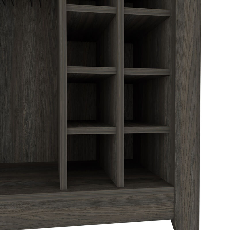 DEPOT E-SHOP Mojito Bar Cabinet, Six Built-in Wine Rack, One Open Drawer, One Open Shelf, Carbon Espresso