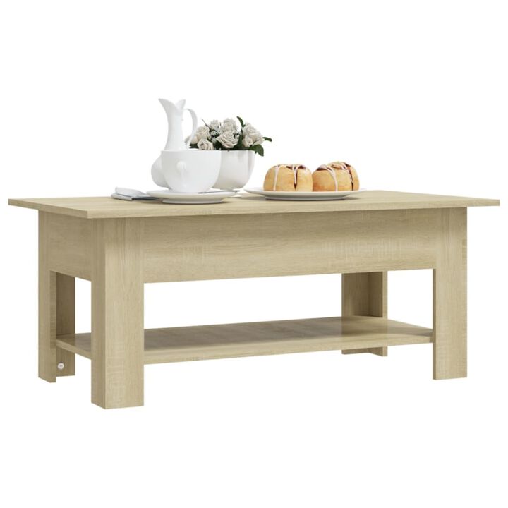 vidaXL Coffee Table Sonoma Oak 40.2"x21.7"x21.7" Chipboard