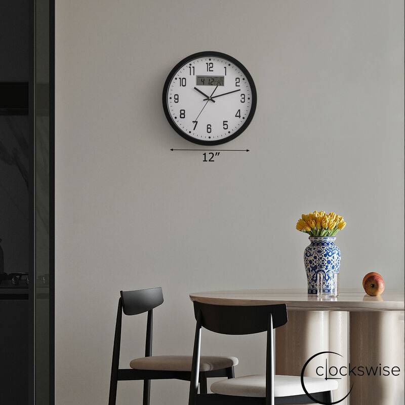Clockswise 12-inch Wall Clock, Non-Ticking Analog