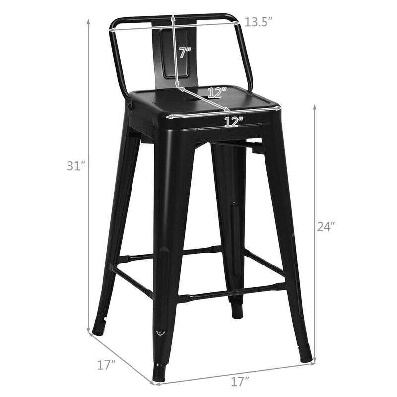 24" Set of 4 Cafe Side Chairs with Rubber Feet and Removable Back